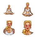 Vector avatar of tattooed girl doing yoga