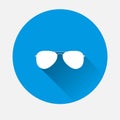 Vector Aviators glasses icon on blue background. Flat image Sung