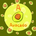 Vector avocado sketch background for recipe