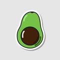 Vector avocado sticker in cartoon style