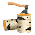 Vector Ax with Birch Firewood Royalty Free Stock Photo