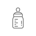 Baby bottle with teat line icon.