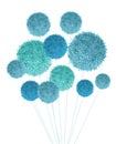 Vector Baby Boy Blue Pom Poms Bouquet Decorative Element. Great for nursery room, handmade cards, invitations, baby