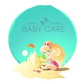 Vector baby care cosmetic logo design. Royalty Free Stock Photo