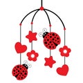 Vector Baby Carousel with Ladybug, starts and hearts.