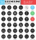 Vector Baby circle white black icon set. Modern line black icon design for web. Royalty Free Stock Photo