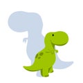 Vector baby dino flat style icon and its` silhouette - tyrannosaurus or t-rex - for logo, poster, banner. For historic event,