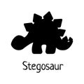 Vector baby dino silhouette - stegosaurus - for logo, poster, banner. For historic event, dinosaur party invitation, fashion Royalty Free Stock Photo