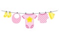 Vector Baby Girl Clothes Hanging on Line