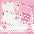 Vector baby girl scrapbook Royalty Free Stock Photo