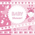Vector baby girl scrapbook card Royalty Free Stock Photo