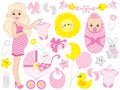 Vector Set for Baby Girl Shower