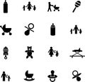 Vector baby items symbol set with bottles toys etc Royalty Free Stock Photo