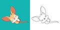 Vector Baby Kangaroo Multicolored and Black and White. Beautiful Clip Art Marsupial Animal. Cartoon Vector Illustration Royalty Free Stock Photo