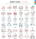 Vector Baby kids ultra modern outline line icons for apps and web design. Baby kids sybols for app and web.