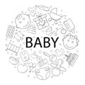 Vector Baby pattern with word. Baby background Royalty Free Stock Photo