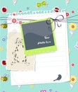 Vector baby scrapbook card with photo frame