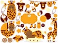 Vector Baby Set with Giraffe Pattern. Baby Shower Vector Illustration. Royalty Free Stock Photo