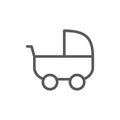 Baby strollers, carriage line icon.