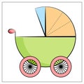 Vector baby stroller flat icon. on a white background
