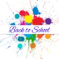 Vector Back to School Banner over Bright Ink Color Blots Royalty Free Stock Photo