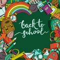 Vector back to school banner, poster or background with place for text. Royalty Free Stock Photo