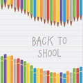 Vector back to school crayon composition. Square decorative banner with place for your content. Royalty Free Stock Photo