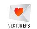 Vector back of white envelope icon and sealed with red heart