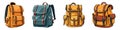 vector backbag sets. student school bags. colorful rucksucks vector illustration on white background