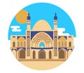 Vector background with the abstract image of the big beautiful mosque. City landscape