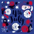 Vector background with abstract patriotic elements for 4 July Independence Day