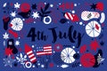 Vector background with abstract patriotic elements for 4 July Independence Day