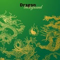 Vector background with asia dragons. Hand drawn