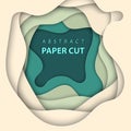 Vector background with beige and green colors paper cut shapes.3D abstract paper art style, design layout for business presentatio