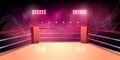 Vector background of boxing ring, illuminated arena Royalty Free Stock Photo