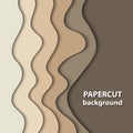 Vector background with brown and beige color paper cut shapes.