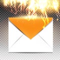 Vector background with burn envelope. Star dust sparks, fire Royalty Free Stock Photo