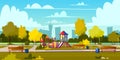 Vector background of cartoon playground in park