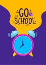 School poster with alarm clock and text.