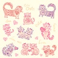 Vector background with different cute animals,objects