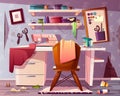 Vector dirty tailor room. Mess in studio. Royalty Free Stock Photo