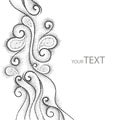 Vector background with dotted swirls and contour decorative lace in black isolated on white.