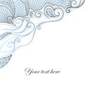 Vector background with dotted swirls and contour decorative lace in pastel isolated on white.