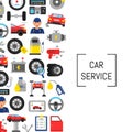 Vector background with flat style car service elements and place for text Royalty Free Stock Photo