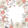 Vector background for Valentine`s day. Sketch illustrarion