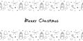 Vector background, frame, border of xmas trees, singing angels, candy canes, stars. Merry Christmas lettering