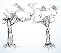 Vector background. Frame from trees