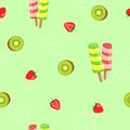 Seamless pattern of ice cream and fruits. Royalty Free Stock Photo