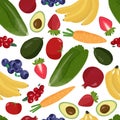 Fruit and vegetables seamless pattern. Vector background