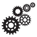 Gears, trundles and cogwheels, machine mechanism. Vector background